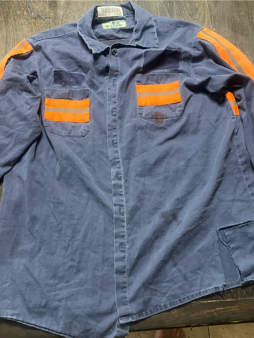 Aramark 1XLL Thrashed Work Shirt Reflective Mechanic Distressed Workwear